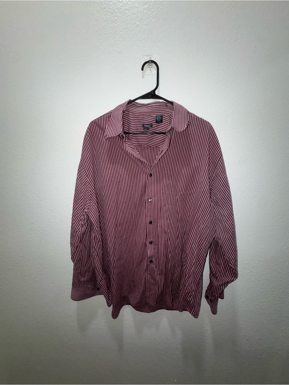Van Heusen Burgundy and White Striped Dress Shirt